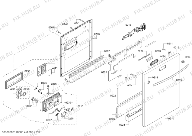 Схема №5 SHX98M09UC с изображением Внешняя дверь для посудомойки Bosch 00710957