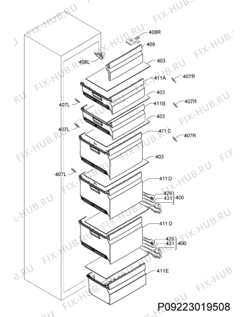 Взрыв-схема холодильника Electrolux EUF2749AOX - Схема узла Internal parts