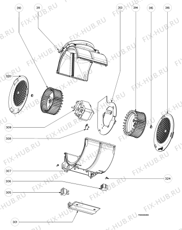 Взрыв-схема вытяжки Juno Electrolux JDK4231A - Схема узла Section 3