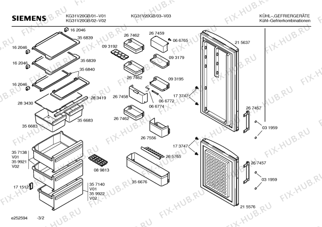 Взрыв-схема холодильника Siemens KG31V20GB - Схема узла 02