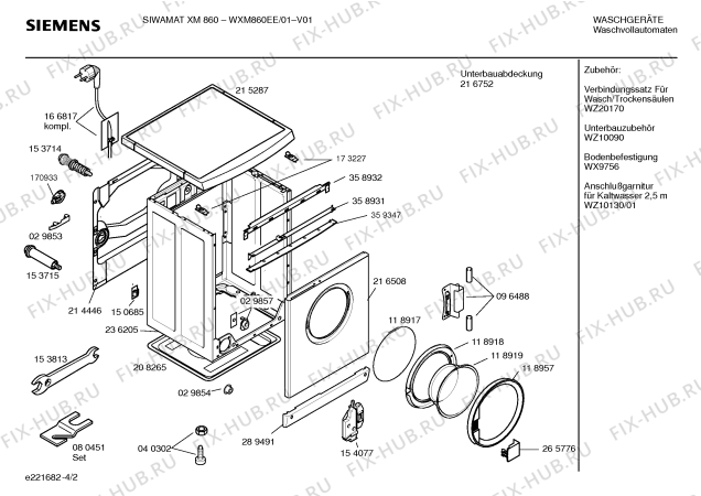 Схема №3 WXM860EE SIEMENS SIWAMAT XM 860 с изображением Инструкция по установке и эксплуатации для стиральной машины Siemens 00526889