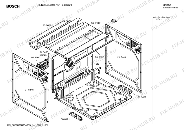 Взрыв-схема плиты (духовки) Bosch HBN6350EU - Схема узла 05