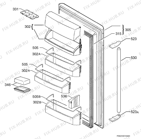 Взрыв-схема холодильника Aeg Electrolux S70308KA5 - Схема узла Door 003