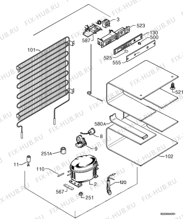 Взрыв-схема холодильника Zanussi Electrolux ZI9121F - Схема узла Cooling system 017