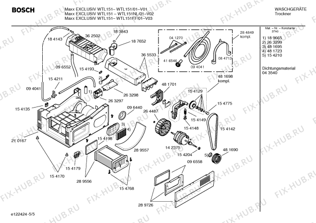 Взрыв-схема сушильной машины Bosch WTL151NL Maxx EXCLUSIV WTL151 - Схема узла 05