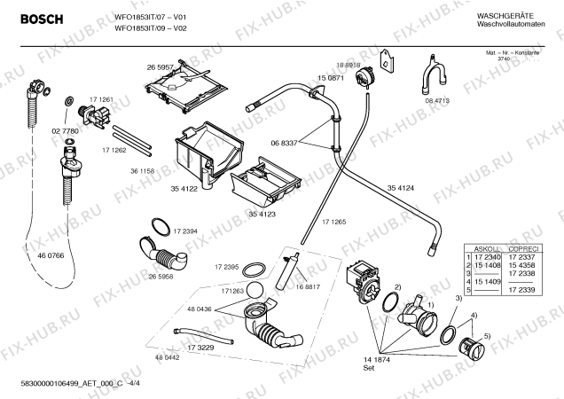 Схема №3 WFO1853IT Maxx  WFO1853 с изображением Инструкция по эксплуатации для стиральной машины Bosch 00594374