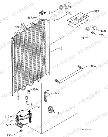 Взрыв-схема холодильника Faure FCV223AW/1 - Схема узла Cooling system 017