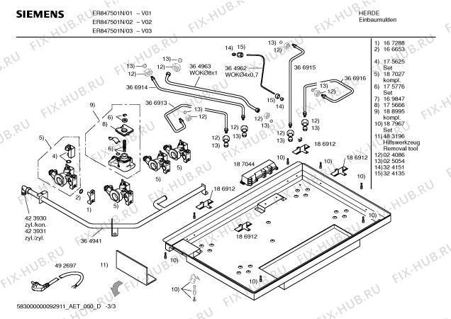 Взрыв-схема плиты (духовки) Siemens ER847501N - Схема узла 03