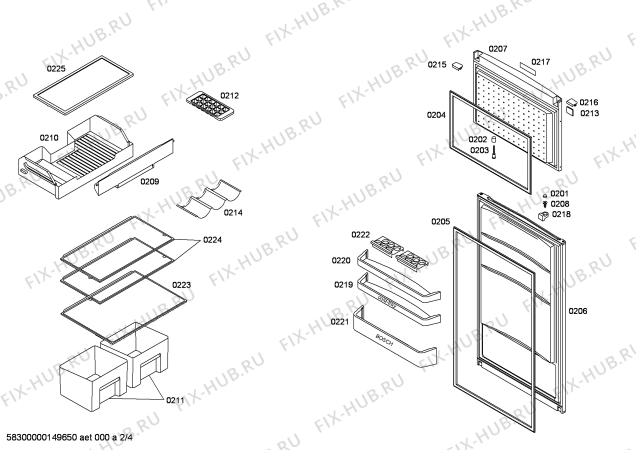Схема №3 KG46NA04NE с изображением Инструкция по эксплуатации для холодильной камеры Bosch 00385487