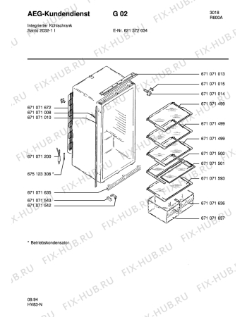 Взрыв-схема холодильника Aeg SAN2032-1 I - Схема узла Housing 001