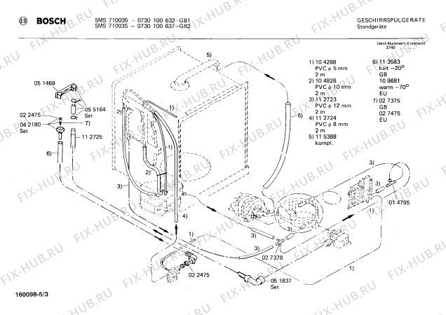 Схема №3 0730100632 SMS710035 с изображением Панель для электропосудомоечной машины Bosch 00116539