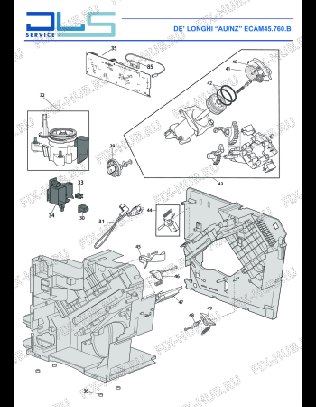 Взрыв-схема кофеварки (кофемашины) DELONGHI ELETTA CAPPUCCINO TOP ECAM45.760.B - Схема узла 2