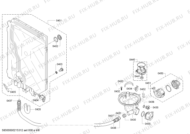 Взрыв-схема посудомоечной машины Bosch SMS50M22AU Serie 6, Super Silence - tp3 - Схема узла 04