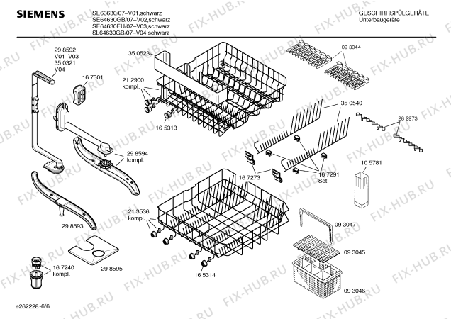 Взрыв-схема посудомоечной машины Siemens SE64630EU - Схема узла 06