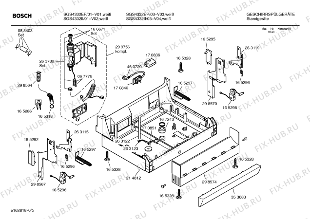 Схема №4 SGS4382EE PRACTICA с изображением Инструкция по эксплуатации для посудомоечной машины Bosch 00525729