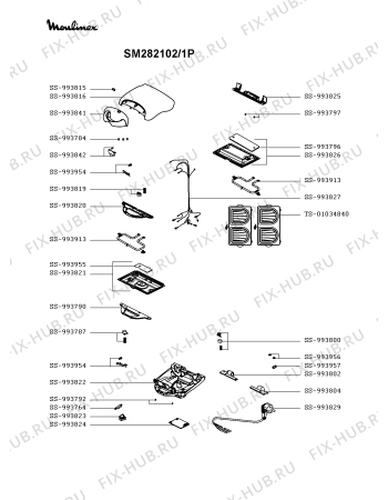 Схема №1 SM282102/1P с изображением Рукоятка для электровафельницы Moulinex SS-993820