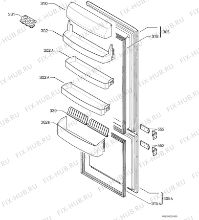 Взрыв-схема холодильника Electrolux ERN29650 - Схема узла Door 003