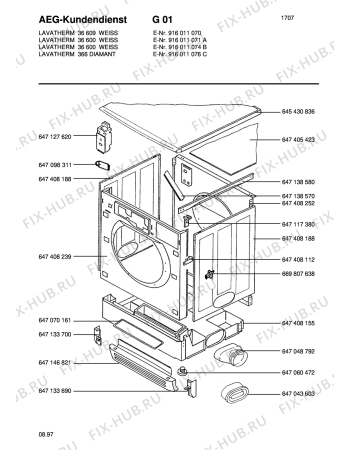 Взрыв-схема стиральной машины Aeg LTH36609B - Схема узла Section1