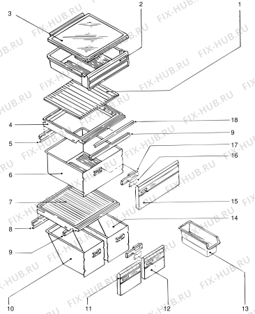 Схема №8 RA7 (F011003) с изображением Колёсико для холодильной камеры Indesit C00133423