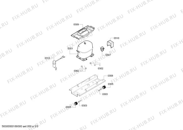 Взрыв-схема холодильника Bosch KGV33GW31, Bosch - Схема узла 03