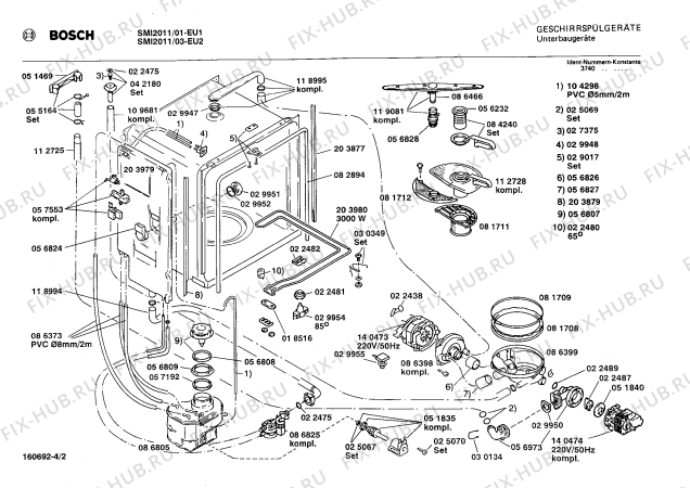 Взрыв-схема посудомоечной машины Bosch SMI2011 - Схема узла 02