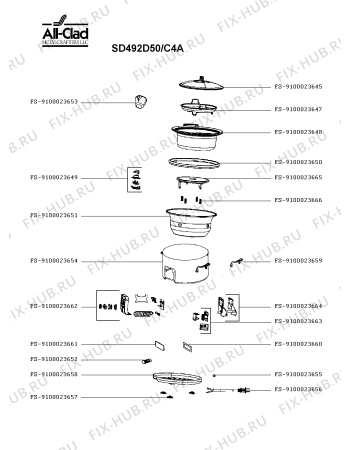 Схема №1 SD492D50/C4A с изображением Крышка для мультиварки (пароварки) Seb FS-9100023645