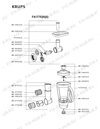 Взрыв-схема кухонного комбайна Krups F4177520(0) - Схема узла IP000534.6P3