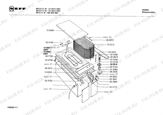 Схема №1 1319131001 9013/111N с изображением Лампа для плиты (духовки) Bosch 00053023