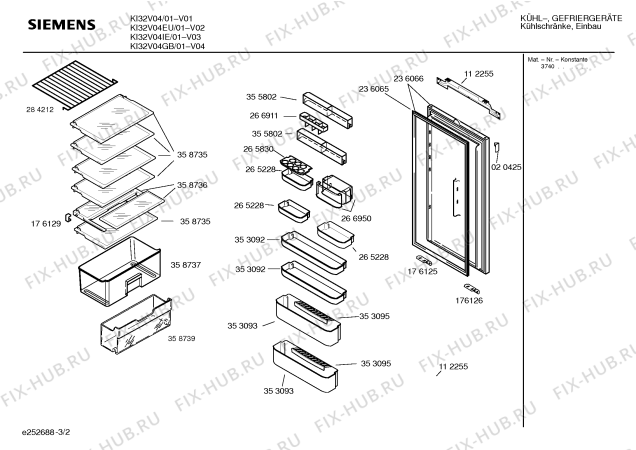 Взрыв-схема холодильника Siemens KI32V04 - Схема узла 02