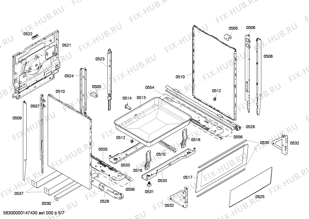 Взрыв-схема плиты (духовки) Bosch HCE754850 - Схема узла 05