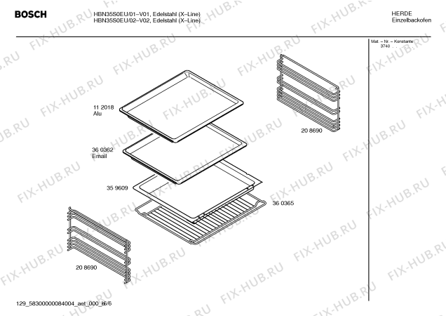 Схема №5 HBN35S0EU с изображением Инструкция по эксплуатации для плиты (духовки) Bosch 00526517