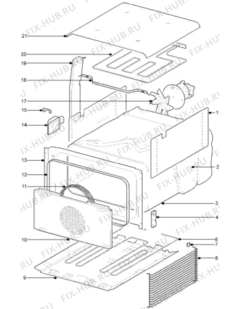 Взрыв-схема плиты (духовки) Aeg 5210BU-D - Схема узла Oven body