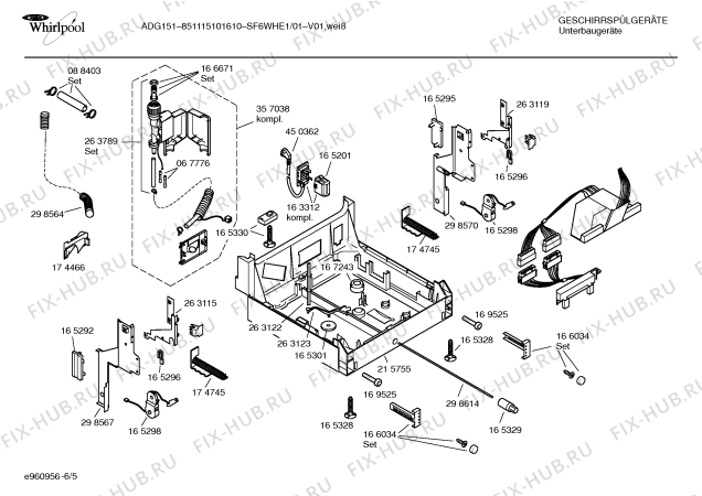 Взрыв-схема посудомоечной машины Whirlpool SF6WHE1 ADG151 - Схема узла 05