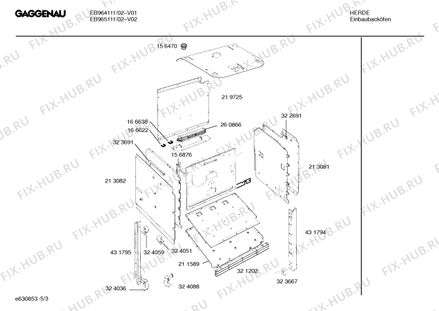 Взрыв-схема плиты (духовки) Gaggenau EB965111 - Схема узла 03