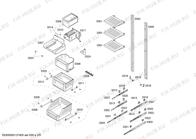 Схема №4 G7161X0 с изображением Корпус для холодильника Bosch 00681793