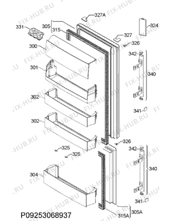 Взрыв-схема холодильника Electrolux EN3454POX - Схема узла Door 003
