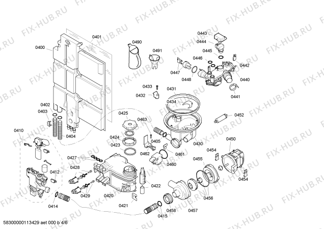 Взрыв-схема посудомоечной машины Gaggenau DF240160 - Схема узла 04
