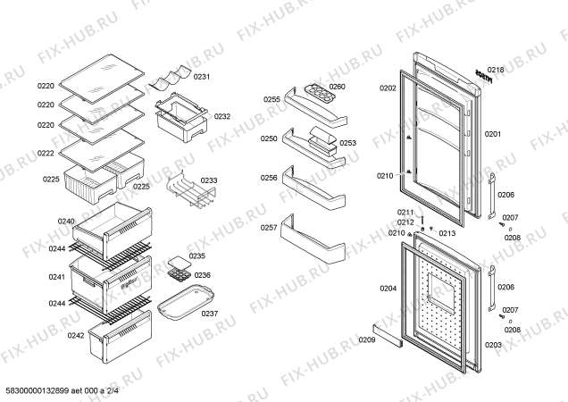 Схема №3 P1KNB3905A с изображением Дверь для холодильной камеры Bosch 00246495