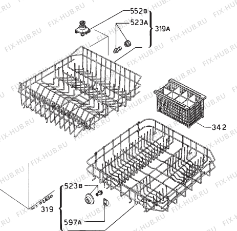 Взрыв-схема посудомоечной машины Electrolux ESF475 - Схема узла Basket 160