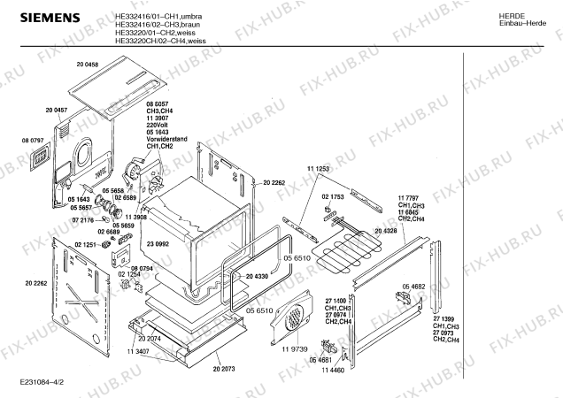 Схема №3 HE33220CH с изображением Панель для духового шкафа Siemens 00271416