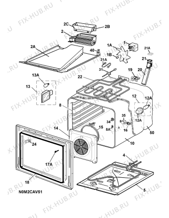 Взрыв-схема плиты (духовки) Husqvarna Electrolux QSI6170 230V - Схема узла H10 Main Oven Cavity (large)