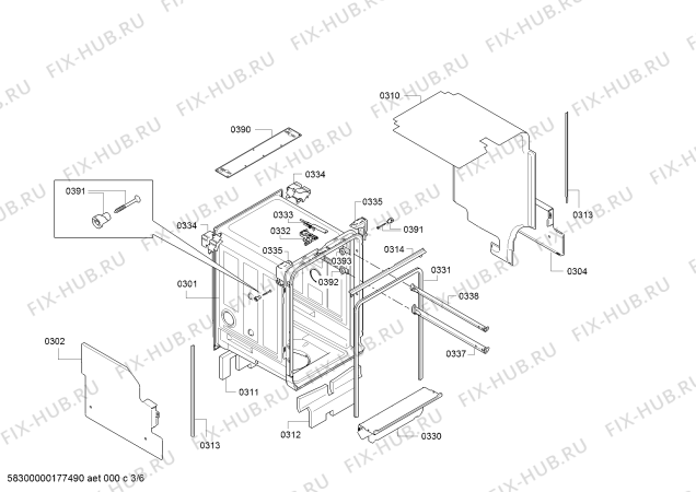 Взрыв-схема посудомоечной машины Bosch SPV39E00TI - Схема узла 03