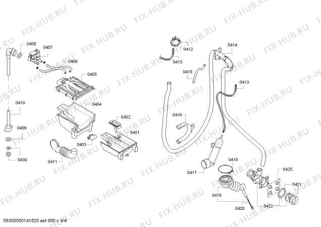 Взрыв-схема стиральной машины Bosch WAS28460GB Logixx 8 VarioPerfect 1400 EcoSilence Drive - Схема узла 04