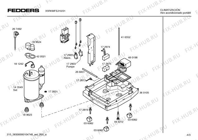 Взрыв-схема кондиционера Fedders X5RKMFE210 Fedders - Схема узла 03