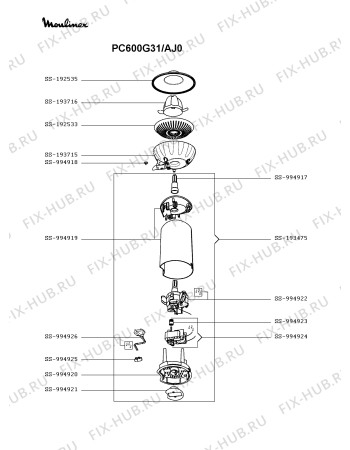 Схема №1 PC600G31/AJ0 с изображением Запчасть для соковыжималки Moulinex SS-994922