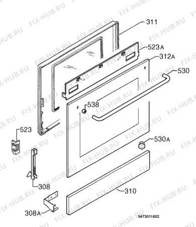 Взрыв-схема плиты (духовки) Electrolux EKXP66AMS - Схема узла Door 003