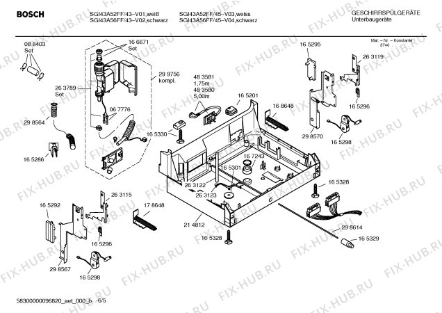 Схема №5 SGI43A52FF с изображением Передняя панель для посудомоечной машины Bosch 00434627