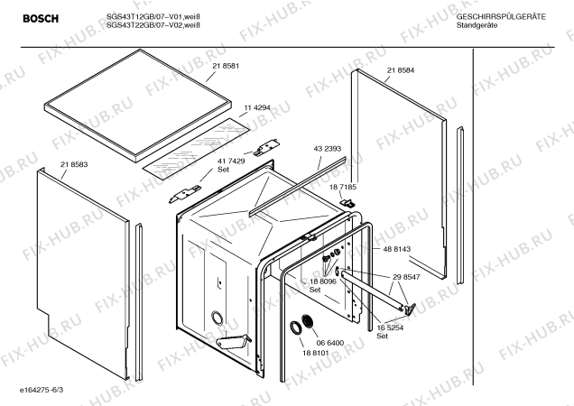 Схема №4 SGS43A32GB electronic management с изображением Передняя панель для посудомоечной машины Bosch 00369492