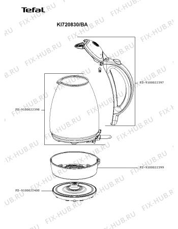 Схема №1 KI720830/BA с изображением Часть корпуса для чайника (термопота) Tefal FS-9100022398