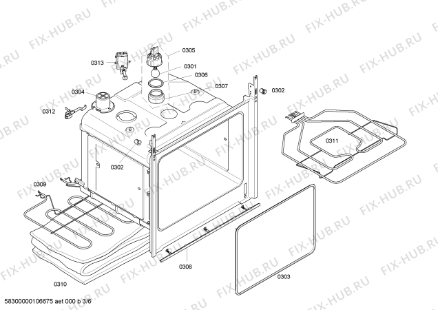 Взрыв-схема плиты (духовки) Bosch HBN110250F - Схема узла 03